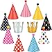 Maxdot 22 Pieces Party DIY Cone Hats Polka Dots Birthday Paper Cone Hats and Crown Hats with Lovely Pom Poms for Party Supply