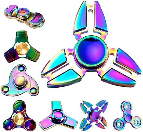 Fidget Spinner EDC Toy with High Speed Bearing Ideal for Relieve ADD ADHD Reduce Stress Help Focus (Four-wing Rainbow)
