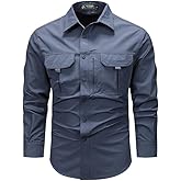 ceauros Men's Long Sleeve Tactical Shirts Military Work Fishing Shirts Button Down Breathable Outdoor Hiking Shirt