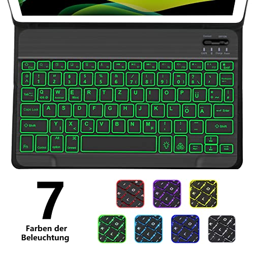 JADEMALL Tastatur Hülle für iPad 9/8/7 Generation 2021/2020/2018, iPad Pro 10.5 Zoll, iPad Air 3 Hülle mit Magnetische Bluetooth QWERTZ-Deutsche Tastatur, iPad 10.2 Tastatur Hülle, Schwarz