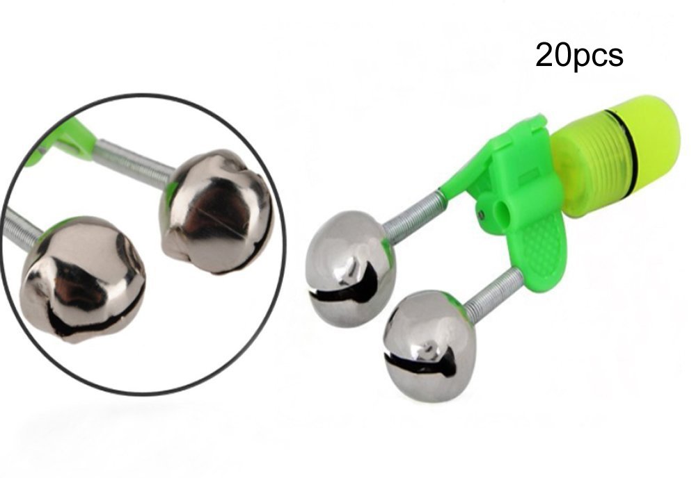 YYGIFT® Set of 20 LED Twin Bells Fishing Tackle Night Sea Fishing Rod LED Light Clip with Twin