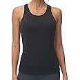 High Neck Workout Tank Tops Sports Bras for Women Full Coverage Tank with Built-in Shelf Bras Racerback Yoga Gym Shirt