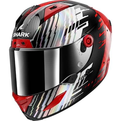Shark Aeron Edgy Carbon Helmet, carbon/red/chrome, XL