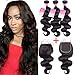 Brazilian Body Wave Bundles With Closure 8A Unprocessed Virgin Hair Body Wave Human Hair 3 Bundles With Closure Free Part (10.12.14+8)