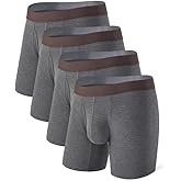 DAVID ARCHY Mens Boxer Briefs Rayon Made From Bamboo Breathable Soft Underwear Support Pouch Underwear for Men 4 Pack