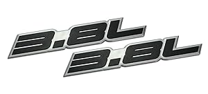 2 x (pair/set) 3.8L Liter Embossed BLACK on Highly Polished Silver Real Aluminum Auto Emblem Badge Nameplate for Buick Regal LeSabre Century Riviera Lacrosse Chevy Chevrolet Monte Carlo Pontiac Trans Am Turbo Ford Granada F-Series F150 F-150 Thunderbird Mustang LTD Taurus Mercury Cougar Capri Marquis Sable Lincoln Continental
