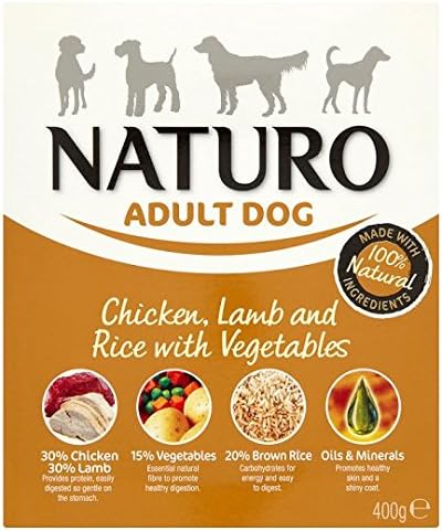 Naturo Adult Chicken Lamb Rice Vegetable Dog Food Tray 400G