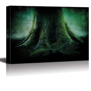 Vignette Over a Lone Green Tree Trunk - Nature - Canvas Art Home Art - 12x18 inches