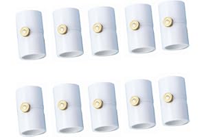 RUITN 1/2 Inch PVC Coupling with Brass Mist Nozzle PVC Splitter with Brass Misting System Nozzles (Pack of 10)