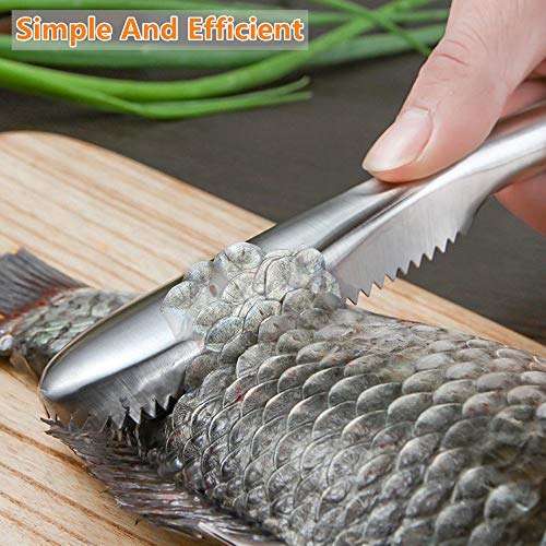 SUPERBEAR 2 Pieces Fish Scaler Remover Fish Scaler Brush with 58 Stainless Steel Sawtooth Easily Remove Fish Scales Skin Cleaning Tool Scraper for Chef and Home Cooks