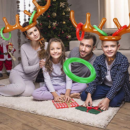 FEINASU Inflatable Reindeer, Inflatable Reindeer Antler Ring Toss Game for Christmas Party 3 Pack - Thumbnail 5
