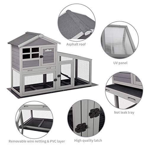Aivituvin Chicken Coop Rabbit Hutch Outdoor Bunny Cage Indoor with