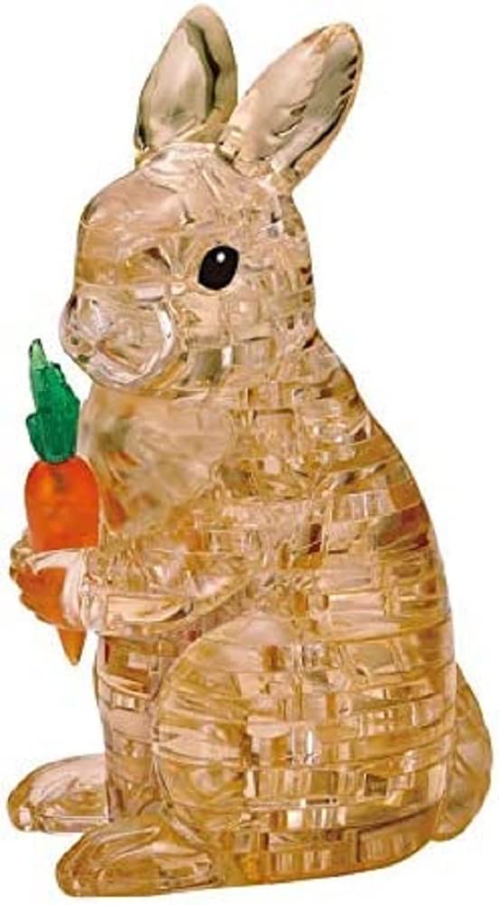 Crystal Puzzle | 3D Rabbit Brown | Transparent Design | 41 Pieces | Construction Kit for Children and Adults | HCM Kinzel