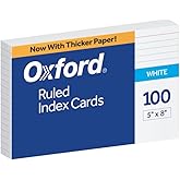 Oxford Ruled Index Cards, 5" x 8", White, 100/Pack (51)