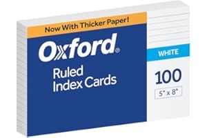 Oxford Ruled Index Cards, 5" x 8", White, 100/Pack (51)