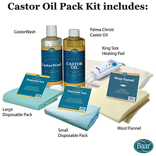 Baar Castor Oil Packs Kit Heating Pad With Auto Shut Off; Cold Pressed