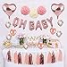 Kwayi Baby Shower Decoration Supplies. Girl Baby Shower Decoration Kit with OH Baby Foil Balloon Rose Gold Confetti Balloon and Cake Topper for Girl Baby Shower Party