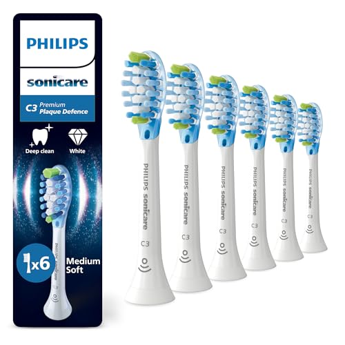 Philips Sonicare C3 Premium Plaque Defense, Original Ersatzbürstenköpfe, Weiß, 6er-Pack, HX9046/87