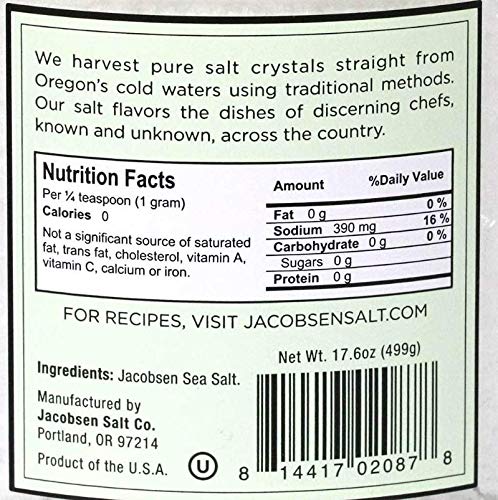 Jacobsen Salt - Chef Jar - Flake Finishing Salt - 17.6 oz