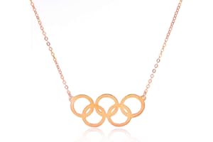 CedesaO Olympics Ring Necklace, 2016 Rio Olympics Games Jewelry, 5 Ring Pendant, 925 Sterling Silver Necklace for Souvenir