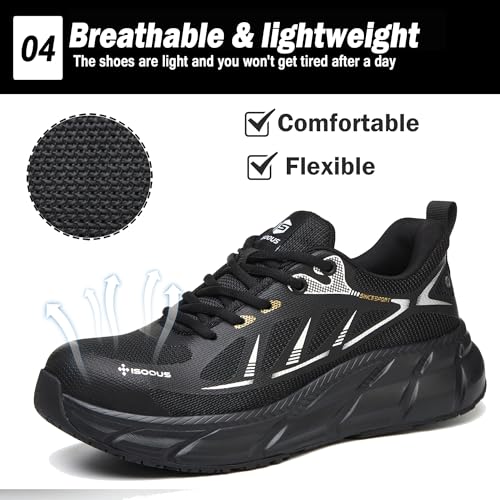 Safety Shoes Men Work Sneakers Women Comfortable Lightweight Safety Shoes with Breathable Steel Toe Caps