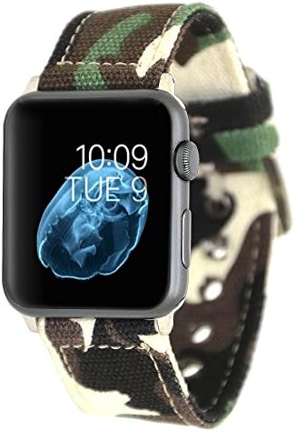 38mm Apple Watch Band,CRAZY PANDA for Men/Womens Heat Dissipation Military Canvas Woven Bracelet Wrist Strap with Metal Clasp Adapter for iWatch Series 1 Series 2 Sport Edition - Camouflage