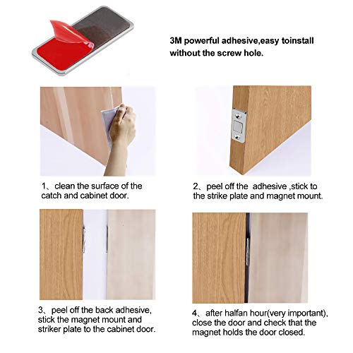 Mousike Magnetic Door Catch Ultra Thin Cabinet Magnets Stainless Steel Drawer Magnet Catch for Sliding Door Closure Kitchen Cabinet Cupboard Closet Closer (8 Pack)