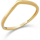 GA GOLD OF AMERICA 14K Real Solid Gold Ring for Women, Chevron V Shaped Ring, Stackable Band for Women, Thickness 1.4 mm