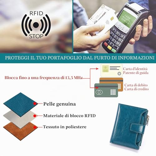 SENDEFN Women's Genuine Leather Wallet Small Cute Coin Purse with Zip 14 Cards Women's Leather Wallet with Many Compartments