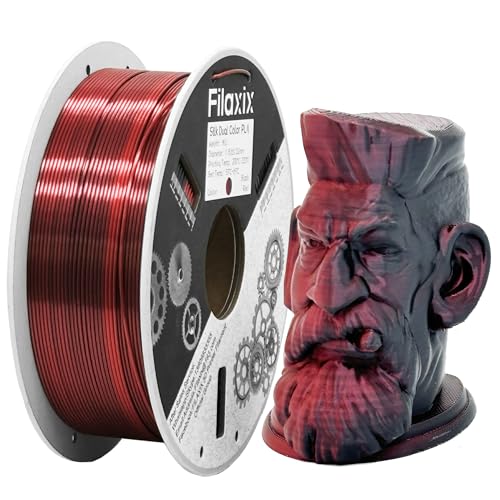 Silk Dual Color Pla Filament 1.75Mm, Silk Shiny Coextrusion Filament, Compatible With Bambu Lab,Creality K1C,Qidi Max3, Flashforge Adventurer 5M, Prusa Mk4 Fdm 3D Printer,Red Black,1Kg