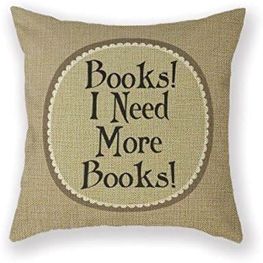 GraebnerSaleStore 18X 18inch Pastoral Style Cotton Linen Decorative Throw Pillow Cover Cushion Case Book Lover Book Group Book Quote H:571