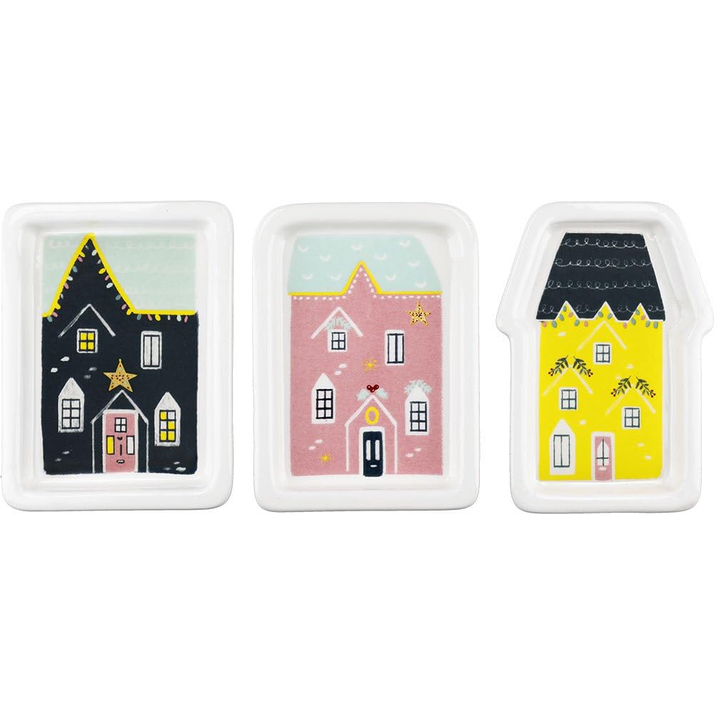 KitchenCraft Nutcracker Collection Ceramic Decorative Plate Set, 3 Pieces, Gift Boxed, Mixed