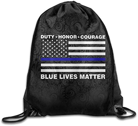 Blue Lives Matter Police Blue Line Us Flag Training Gym Drawstring Backpack Sack Bag