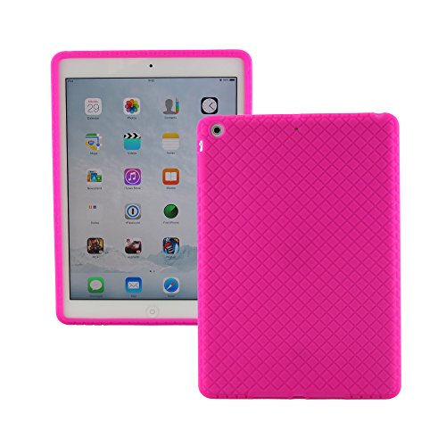 ScintiSpot iPad Air Back Cover Case, Silicone Rubber Protective Skin Soft Gel Bumper for iPad Air 1st Generation (iPad 5), Kids Friendly Drop-proof Shockproof (Rose Red)