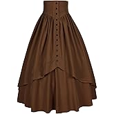 itsjake Women Victorian Skirt Medieval Renaissance Peasant Skirt Floor High Waisted Fluttering Long Skirt