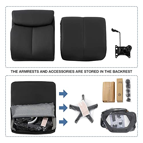 BASETBL-Silla-de-Oficina-Respaldo-Alto-Silla-de-Escritoria-Ejecutiva-Computadora-Ergonomica-con-Cuero-PU-Silla-de-Jefe-Giratoria-con-Comodo-Soporte-Lumbar-Reposabrazos-Acolchado-Silla-Gaming