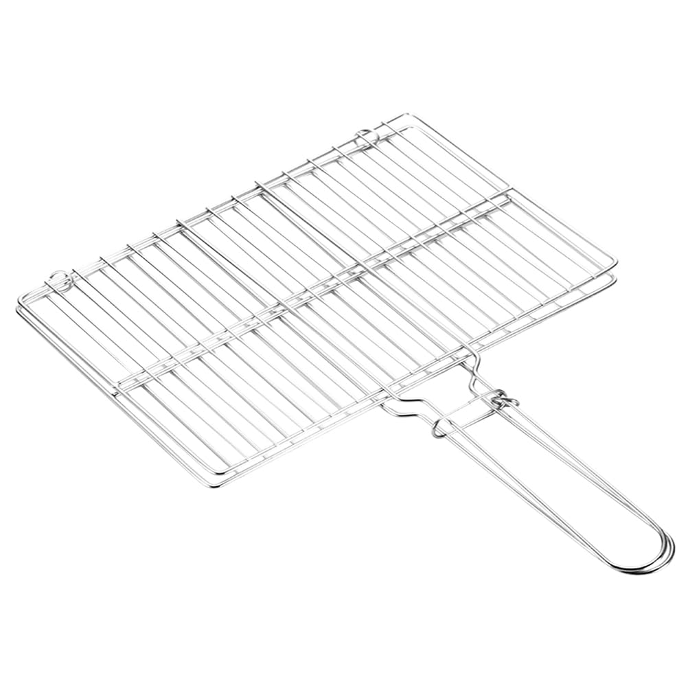 Luxshiny BBQ Grill Basket, 15.75" Thickened Stainless Steel Fish Grill Rack with Heat-Resistant Handle | Portable Barbecue Mesh for Vegetables, Shrimp, Steak & Camping | Rust-Proof & Easy Clean
