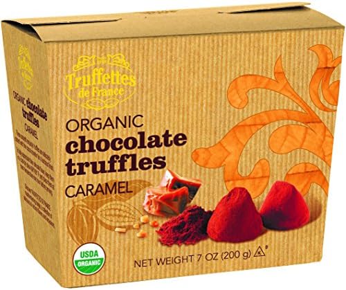 Organic Gourmet French Truffles with Caramel | The Ultimate Cocoa-Dusted, Gourmet Chocolate Truffle for that Special Gift, or your own Guilt-Free Indulgence. Includes (1) 7oz Box.