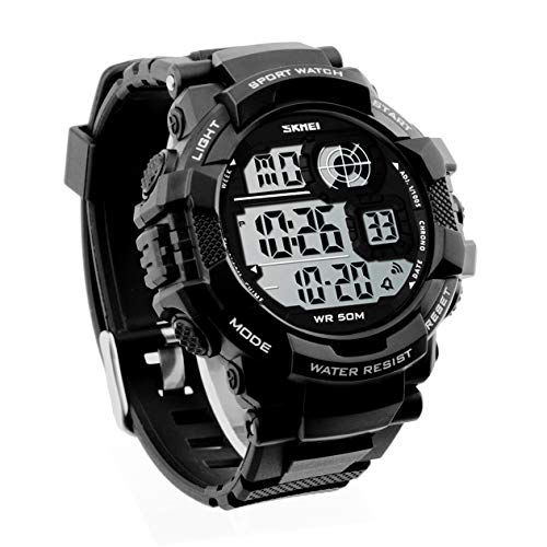 Mens Sport Wrist Watches, Waterproof Digital Wrist Watch with Calendar Stopwatch Alarm- Color Black
