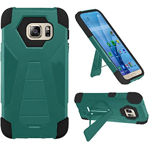 Teal/Black Galaxy S7 [PRIME TUF] Heavy Duty Armor Shield Hybrid Dual [Kickstand] Defender Built Case for Samsung Galaxy S7