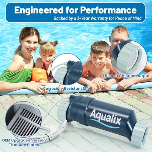 Aqualix Salt Cell Replacement for Hayward T-CELL-15 / W3T-CELL-15, 40,000 Gallon In-Ground Pool Salt Chlorination Cell, Compatible with AquaRite, SwimPure Plus, AquaRite Pro, ProLogic, OmniLogic