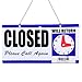 Eagle Open and Closed Sign, Plastic, with Hanging Chain, Dual Sides with “Will Return” Clock, 6X11.5-Inches