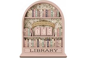 Vintage Wooden Reading Tracker, Book Counter for Bookshelf, Tracks Up to 999 Books, Replaceable Digits, Reading Log, Book Tra