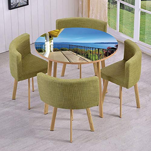 iPrint Round Table/Wall/Floor Decal Strikers/Removable/House Balcony in Summer Sunny Day Ocean Seascape Art Photo/for Living Room/Kitchens/Office Decoration