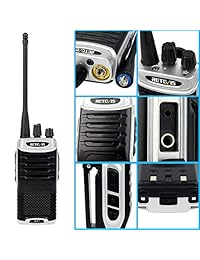 Retevis RT7 Walkie Talkies 16 CH Radio UHF FM VOX Scan Radio de dos vías recargable (lado negro plateado, paquete de 3)