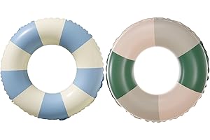 BAITEMJIA Swimming Pool Floats for Kids Ages 5-10, Inflatable Tubes With Simple Stripes, Cute Swim Rings, Floaties Water Toys for Beach Party