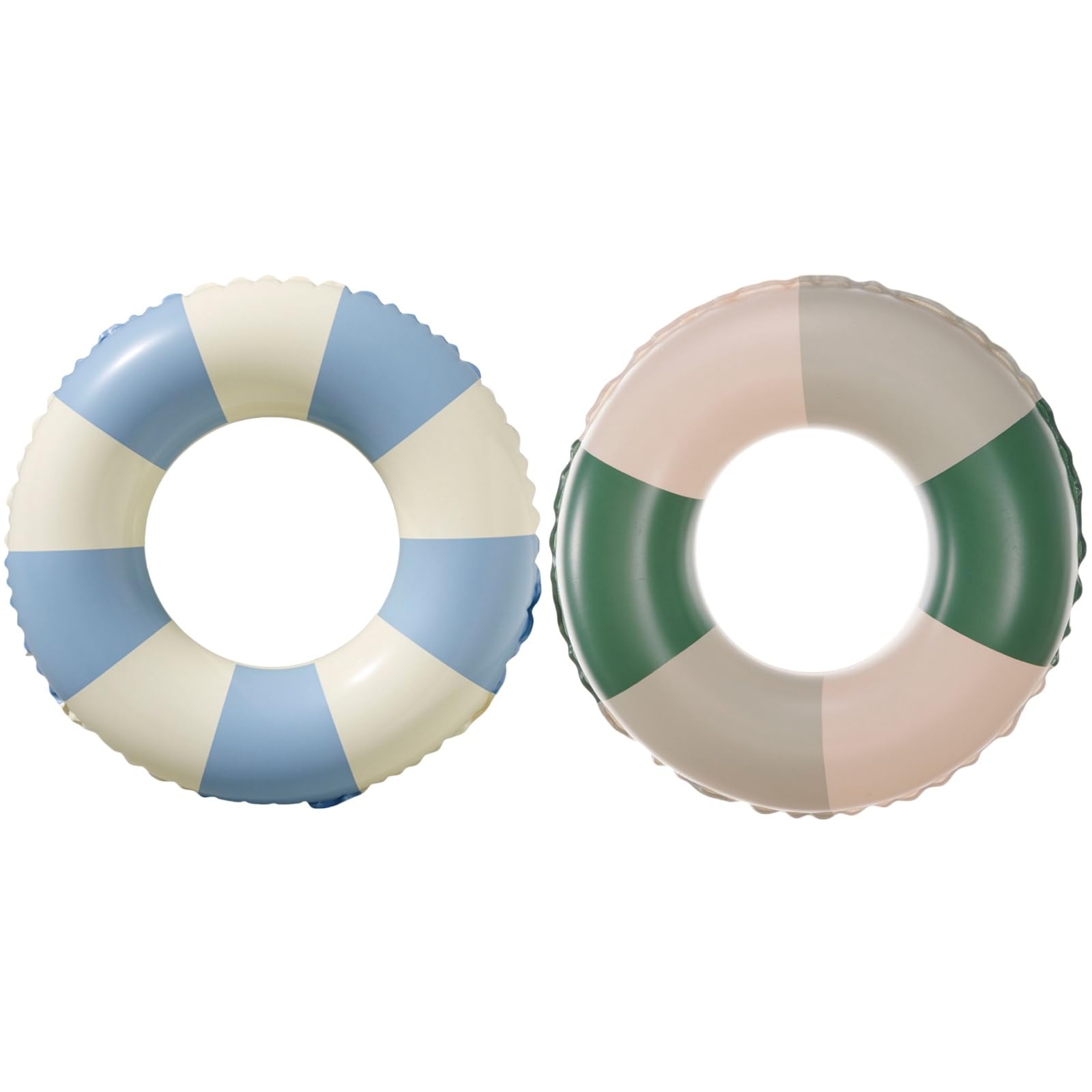 Photo 1 of Pool Floats for Kids Ages 5-10, Swimming Pool Toys Inflatable Pool Tubes Simple Stripes Cute Swim Rings, Kids Floaties Water Toys for Pool Beach Party (Stripe-Blue+Green)