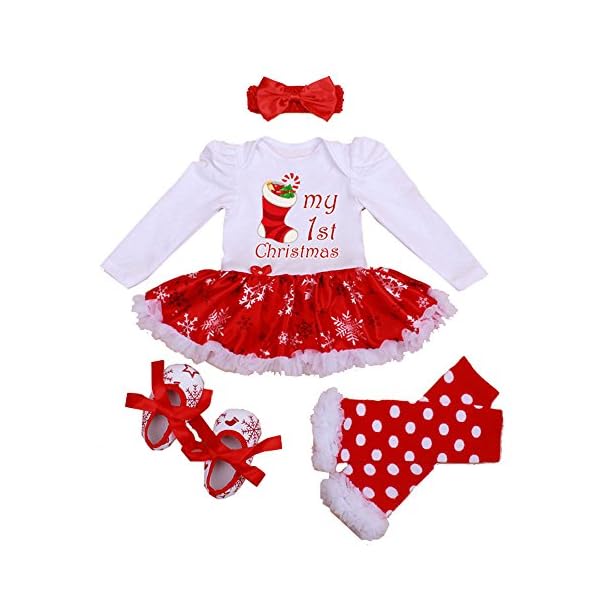 Winmany Newborn Baby Girls Christmas Romper Tutu Dress Outfit Headband Leg Warmer Shoes