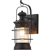 YLONG-ZS Rustic Lantern Wall Sconce Porch Light Fixtures,Black Farmhouse Indoor Outdoor Lantern Wall Lamp , Wall Lantern Ligh