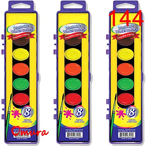 8 Ct. Semi Moist Watercolor w/Brush CASE PK 144